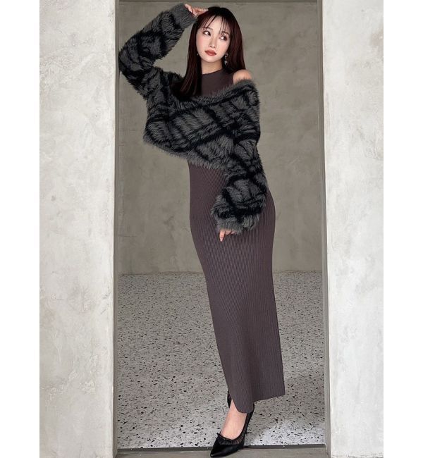 RESEXXY「シャギーレイヤードリブニットワンピース」|ワンピース|