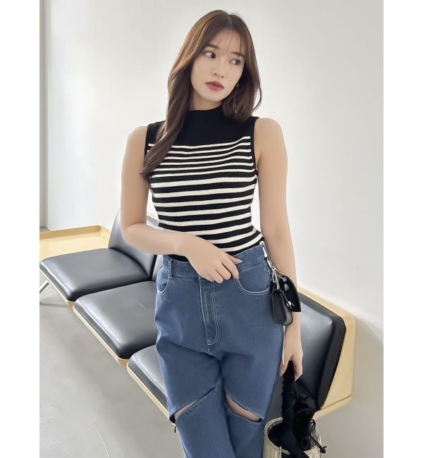 dazzlin「コンパクトノースリニットトップス」|ニット・セーター|