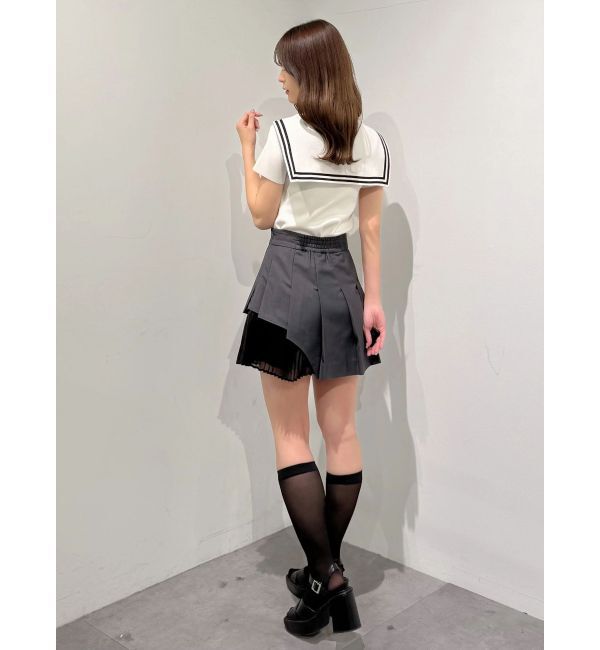 MERCURYDUO「異素材切替プリーツミニスカパン」|スカート|