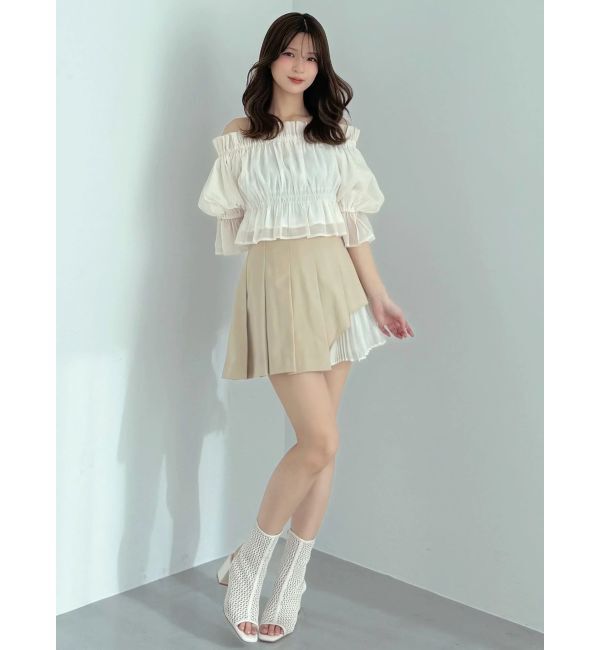 MERCURYDUO「異素材切替プリーツミニスカパン」|スカート|