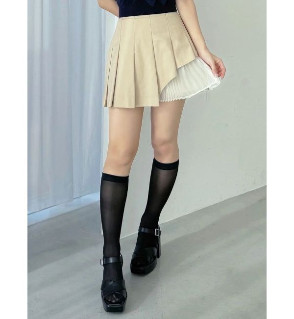 MERCURYDUO「異素材切替プリーツミニスカパン」|スカート|