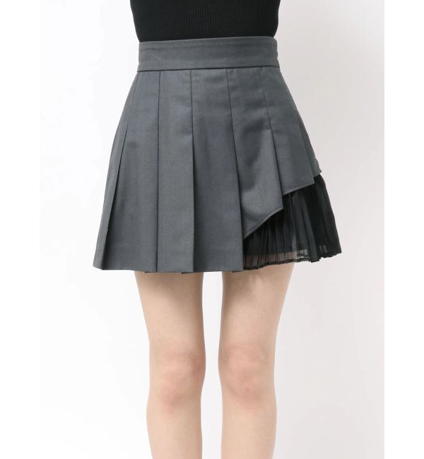 MERCURYDUO「異素材切替プリーツミニスカパン」|スカート|