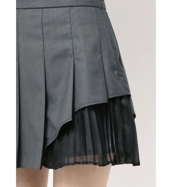 MERCURYDUO「異素材切替プリーツミニスカパン」|スカート|