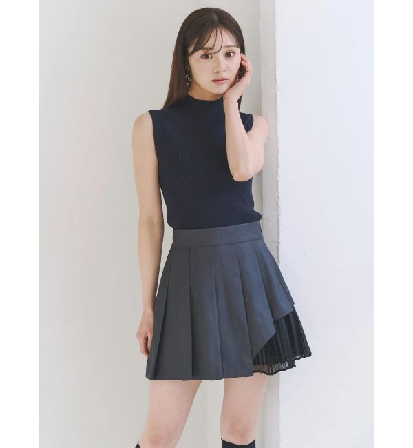 MERCURYDUO「異素材切替プリーツミニスカパン」|スカート|