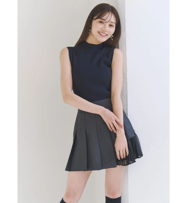 MERCURYDUO「異素材切替プリーツミニスカパン」|スカート|
