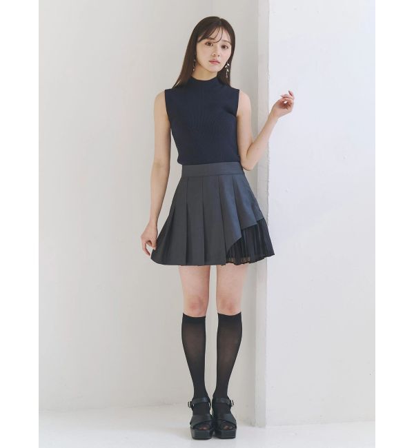 MERCURYDUO「異素材切替プリーツミニスカパン」|スカート|