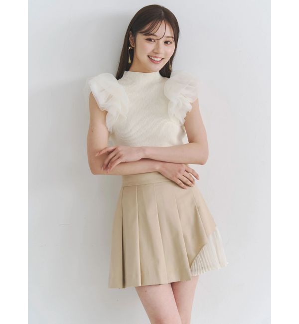 MERCURYDUO「ボリュームチュールフリルニット」|ニット・セーター|オフホワイト