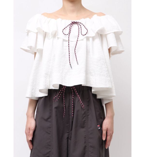 LAGUNAMOON「【FILA別注】フリルオフショルブラウス」|シャツ・ブラウス|