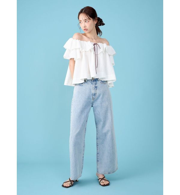 LAGUNAMOON「【FILA別注】フリルオフショルブラウス」|シャツ・ブラウス|