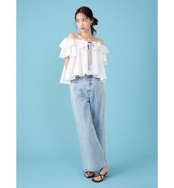 LAGUNAMOON「【FILA別注】フリルオフショルブラウス」|シャツ・ブラウス|