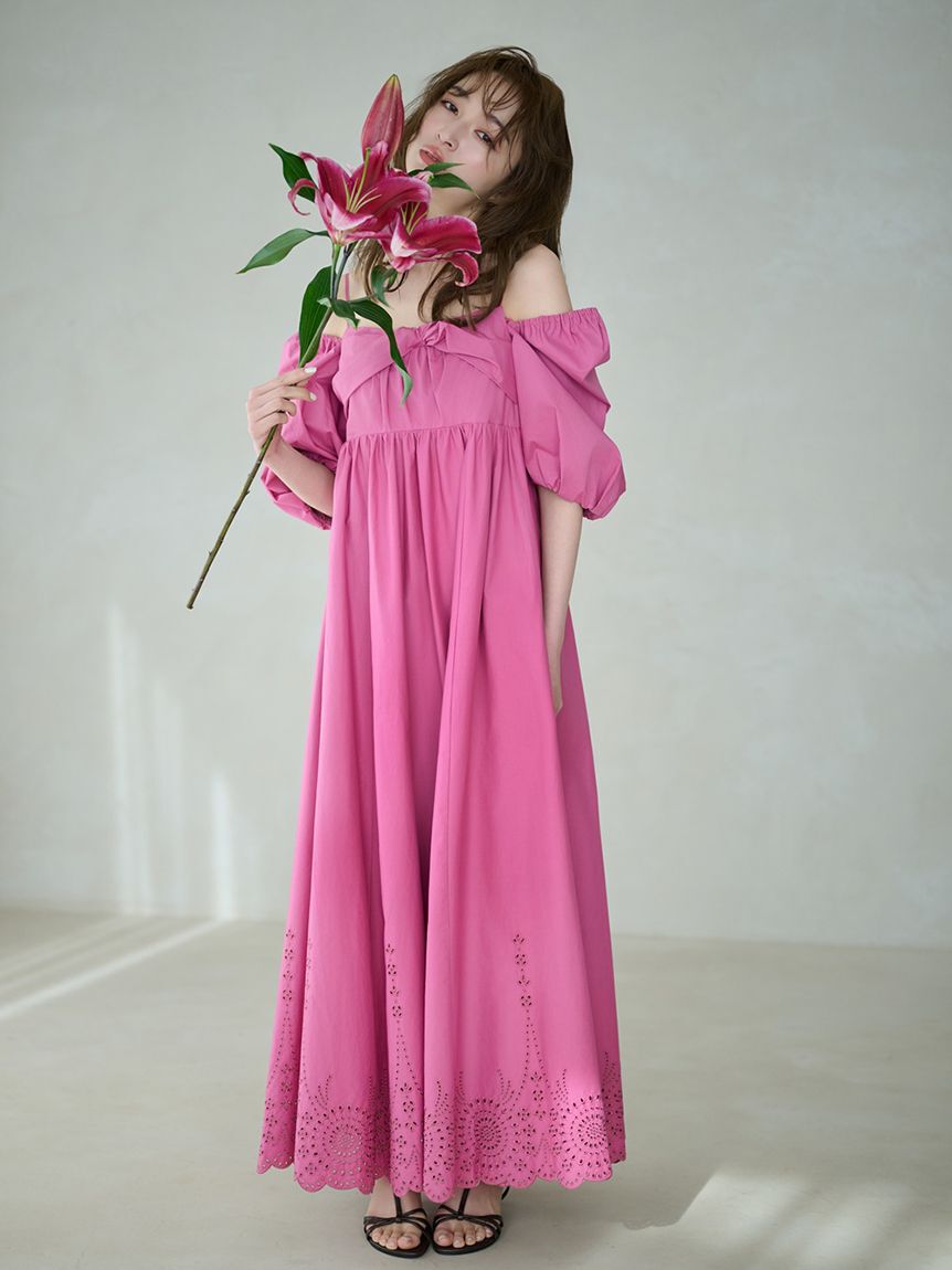 FRAY I.D「3wayパフスリーブエンブロイダリーワンピース」|ワンピース|