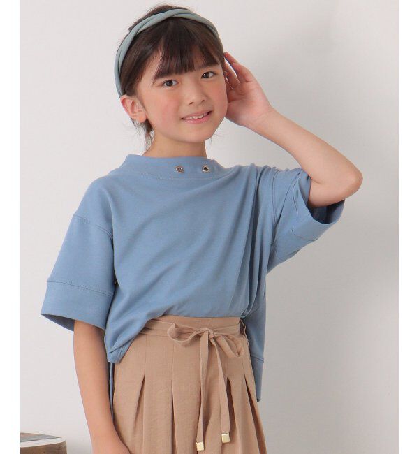 ikka kids「【親子おそろい】鹿の子ワイドネックプルオーバー（120~160cm）」|Tシャツ・カットソー|ブルー