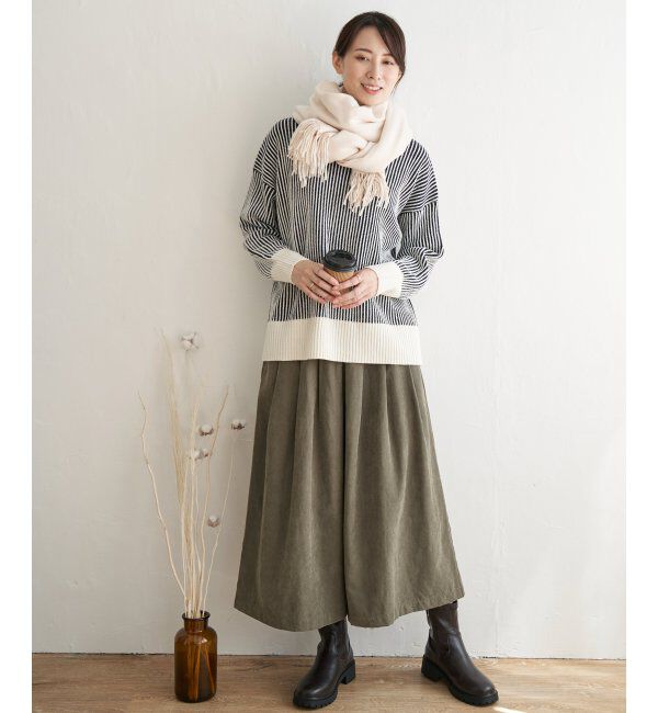 ikka「ストライプ柄ニットプルオーバー」|プルオーバー|