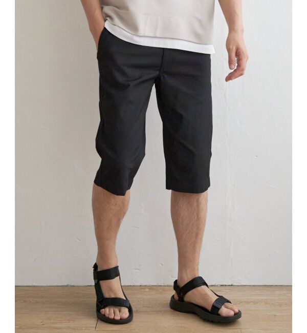 ikka「6.5分丈ドビーハーフパンツ」|その他|ブラック