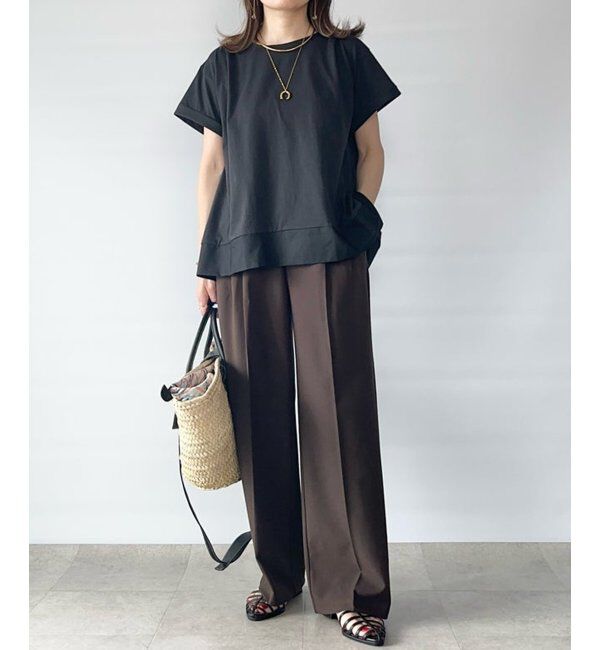 ikka「Aライン裾切り替えカットソー」|その他|