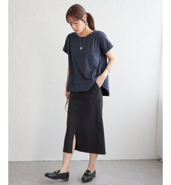 ikka「Aライン裾切り替えカットソー」|その他|