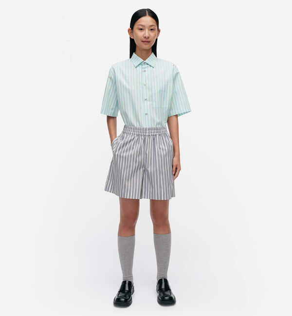 Marimekko「Jokapoika ショートパンツ」|チノ|グレー&times;ホワイト