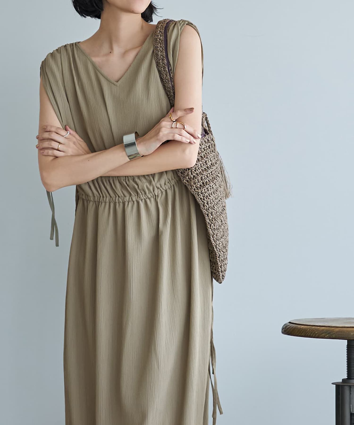 STYLE DELI「楊柳ドロストギャザーワンピース」|ワンピース|