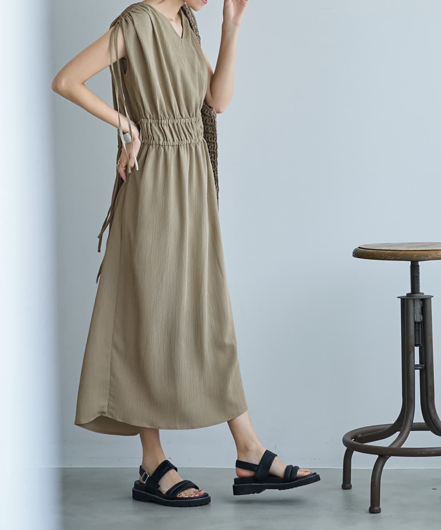 STYLE DELI「楊柳ドロストギャザーワンピース」|ワンピース|