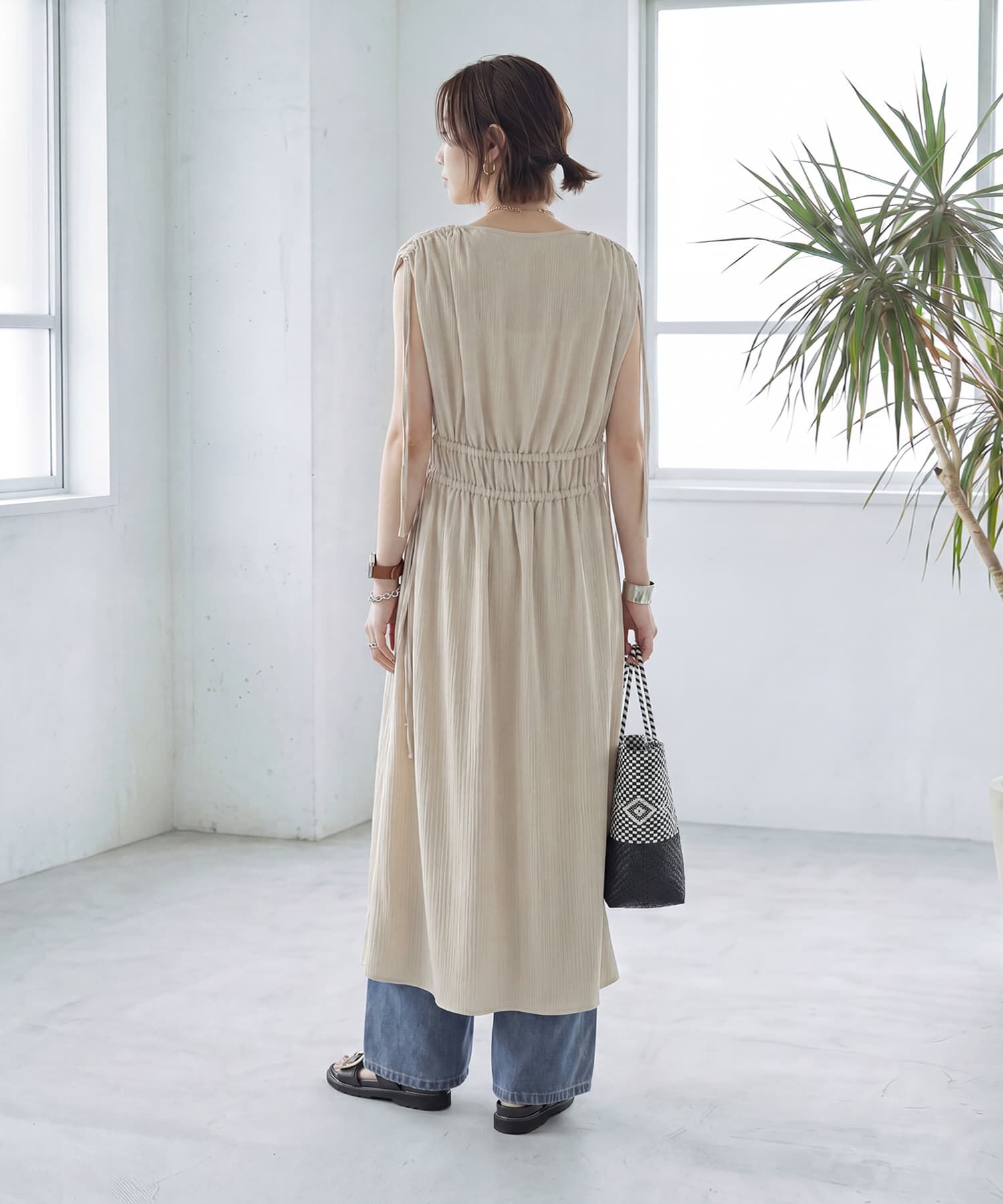 STYLE DELI「楊柳ドロストギャザーワンピース」|ワンピース|