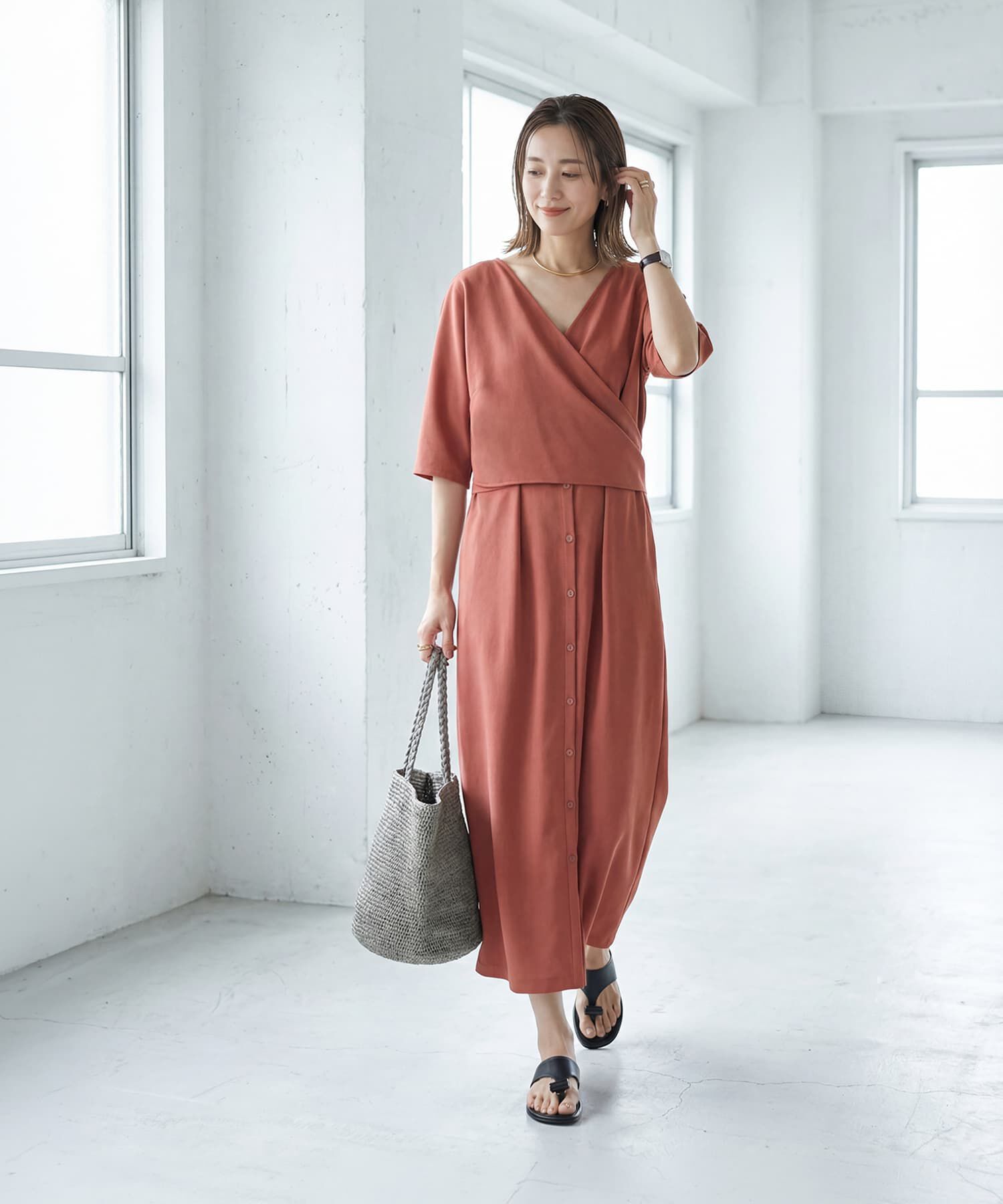 STYLE DELI「【LUXE】カシュクールみたいに結ぶワンピース」|ワンピース|グァバ