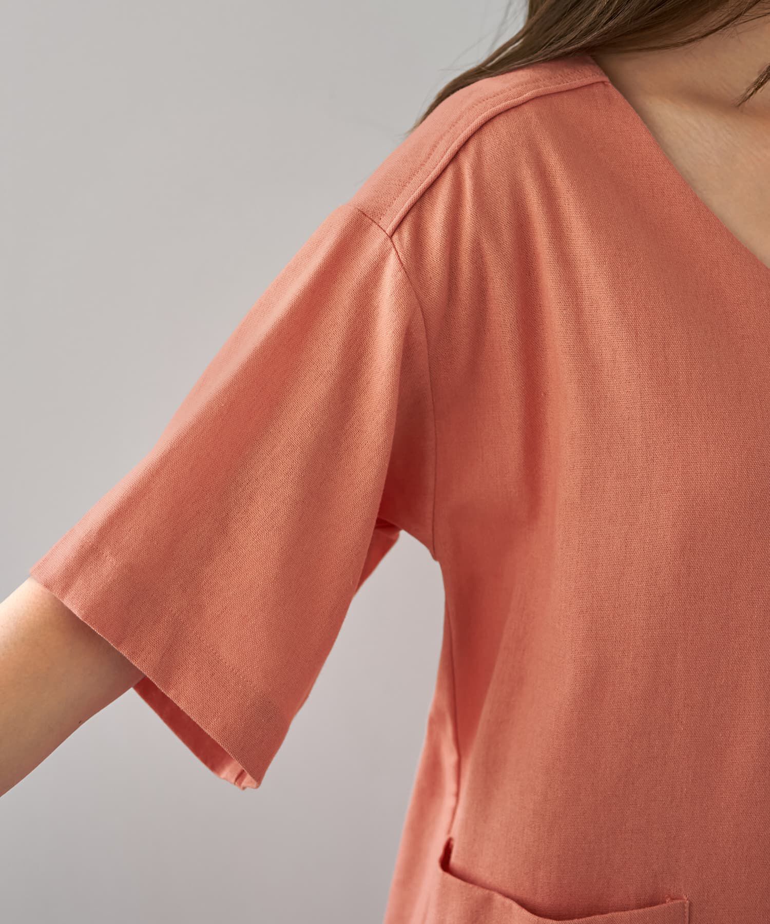 STYLE DELI「ファスナースリット麻混Vネックワンピース」|ワンピース|