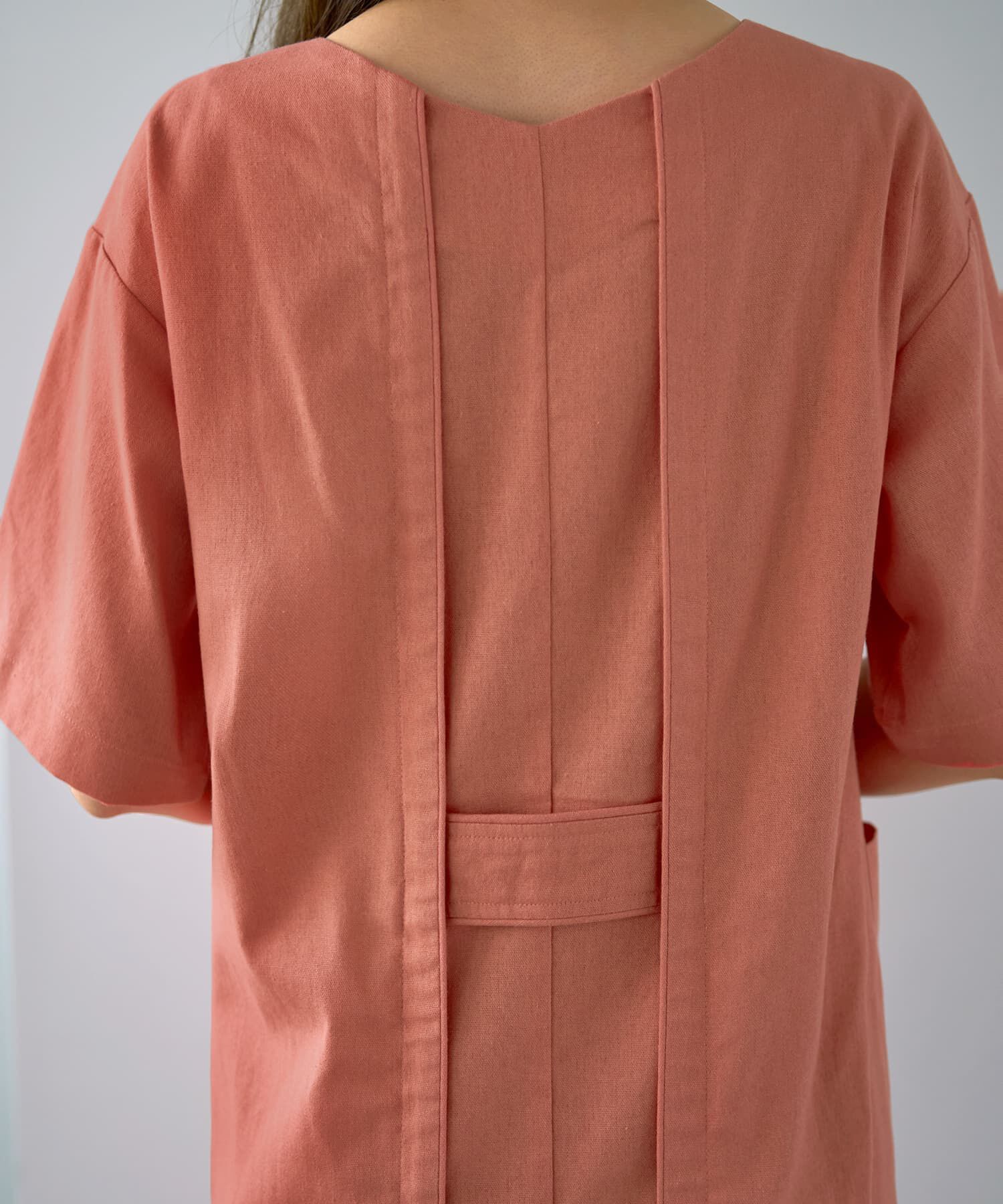 STYLE DELI「ファスナースリット麻混Vネックワンピース」|ワンピース|