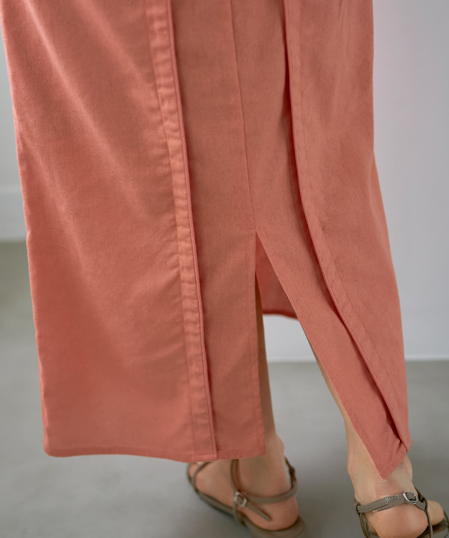 STYLE DELI「ファスナースリット麻混Vネックワンピース」|ワンピース|