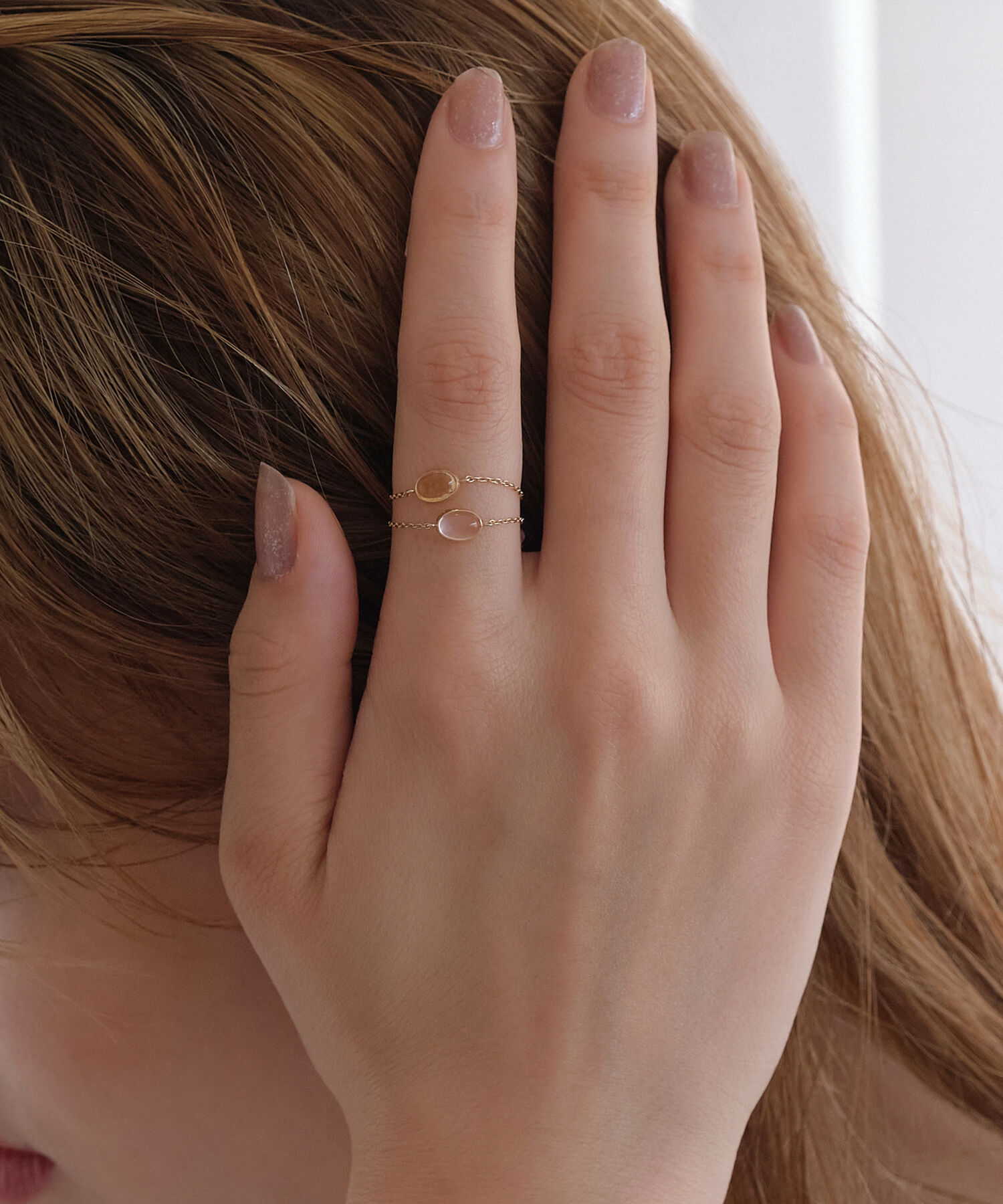 JUPITER「【K10】天然石チェーンリング/シトリン　17号サイズまで調整可」|リング|