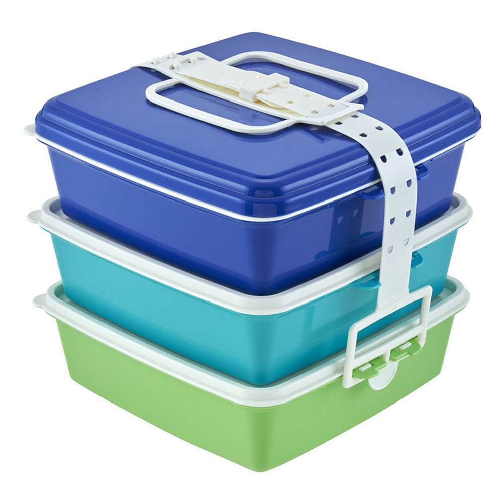 BACKYARD FAMILY「弁当箱 3段 大 通販 重箱 お重 3段 三段 スクエア型 角型 ランチボックス ランチBOX」|食器・キッチングッズ|ブルー1
