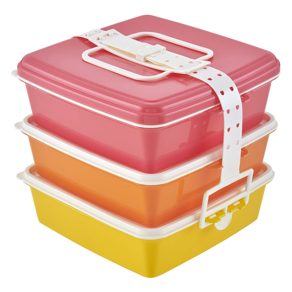BACKYARD FAMILY「弁当箱 3段 大 通販 重箱 お重 3段 三段 スクエア型 角型 ランチボックス ランチBOX」|食器・キッチングッズ|ピンク1