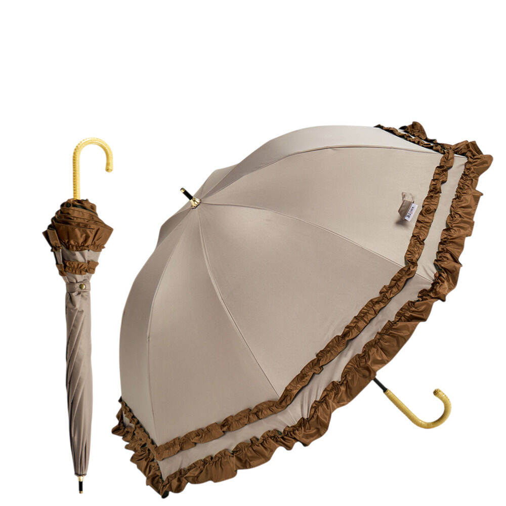 BACKYARD FAMILY「KIZAWA キザワ 日傘 長傘 レディース 通販 フリル傘 傘 かさ カサ レディース傘 日よけ」|傘|ブラウン1