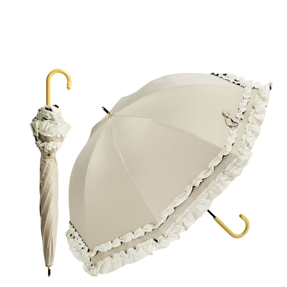 BACKYARD FAMILY「KIZAWA キザワ 日傘 長傘 レディース 通販 フリル傘 傘 かさ カサ レディース傘 日よけ」|傘|ベージュ1