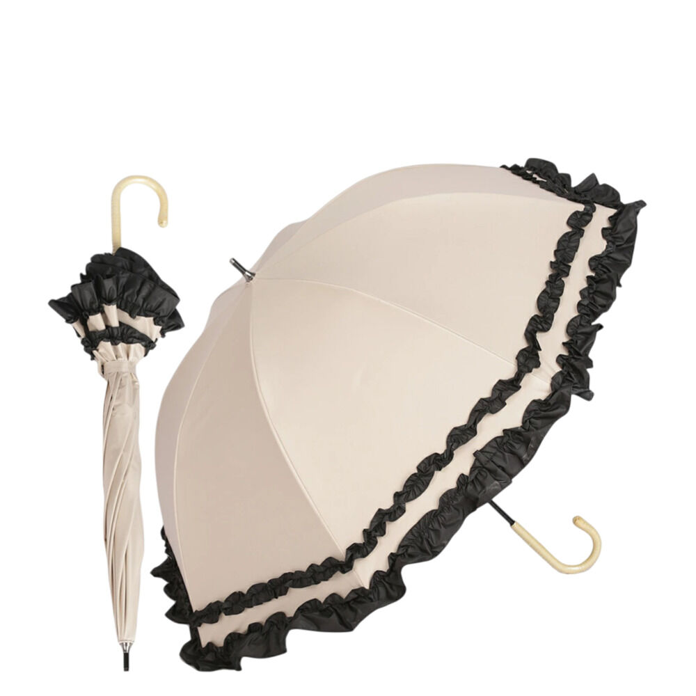 BACKYARD FAMILY「KIZAWA キザワ 日傘 長傘 レディース 通販 フリル傘 傘 かさ カサ レディース傘 日よけ」|傘|ベージュ2