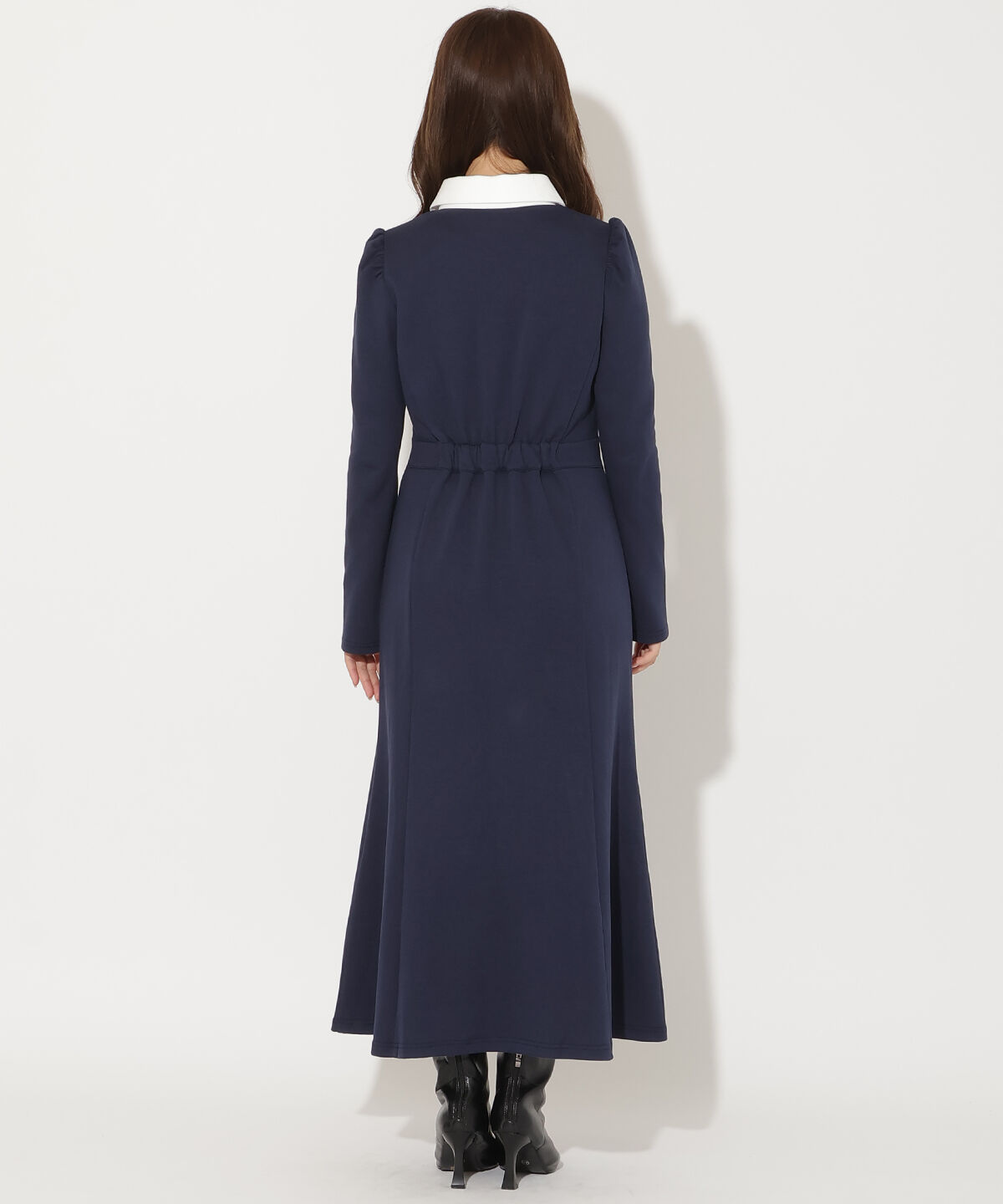 アンドクチュール「配色ポロ襟長袖ワンピース」|ワンピース|