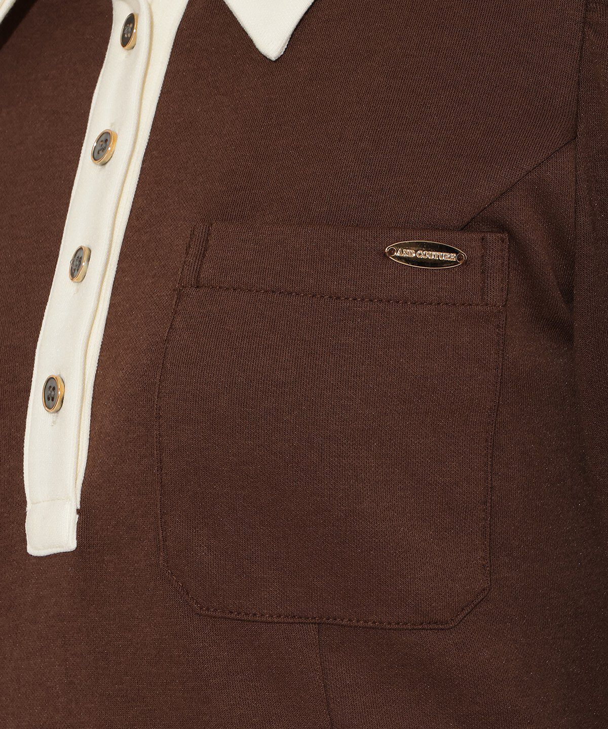 アンドクチュール「配色ポロ襟長袖ワンピース」|ワンピース|