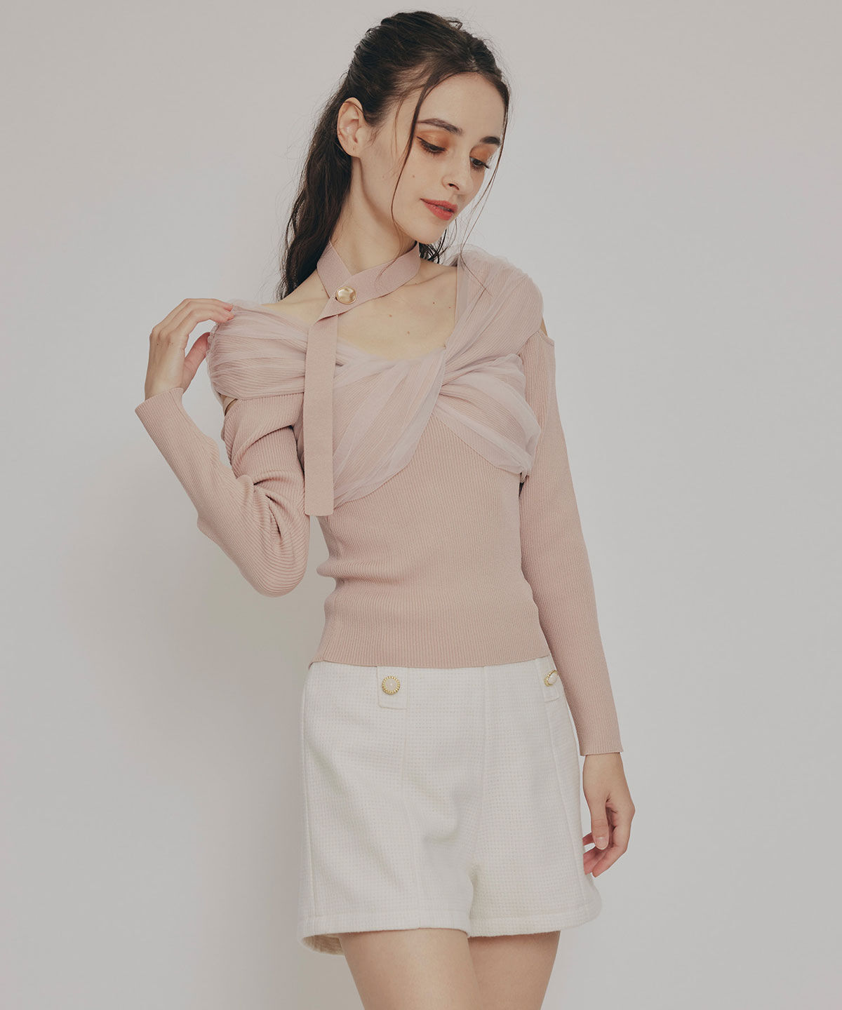 REDYAZEL「ハイウエストマルチボタンショートパンツ」|キュロット|