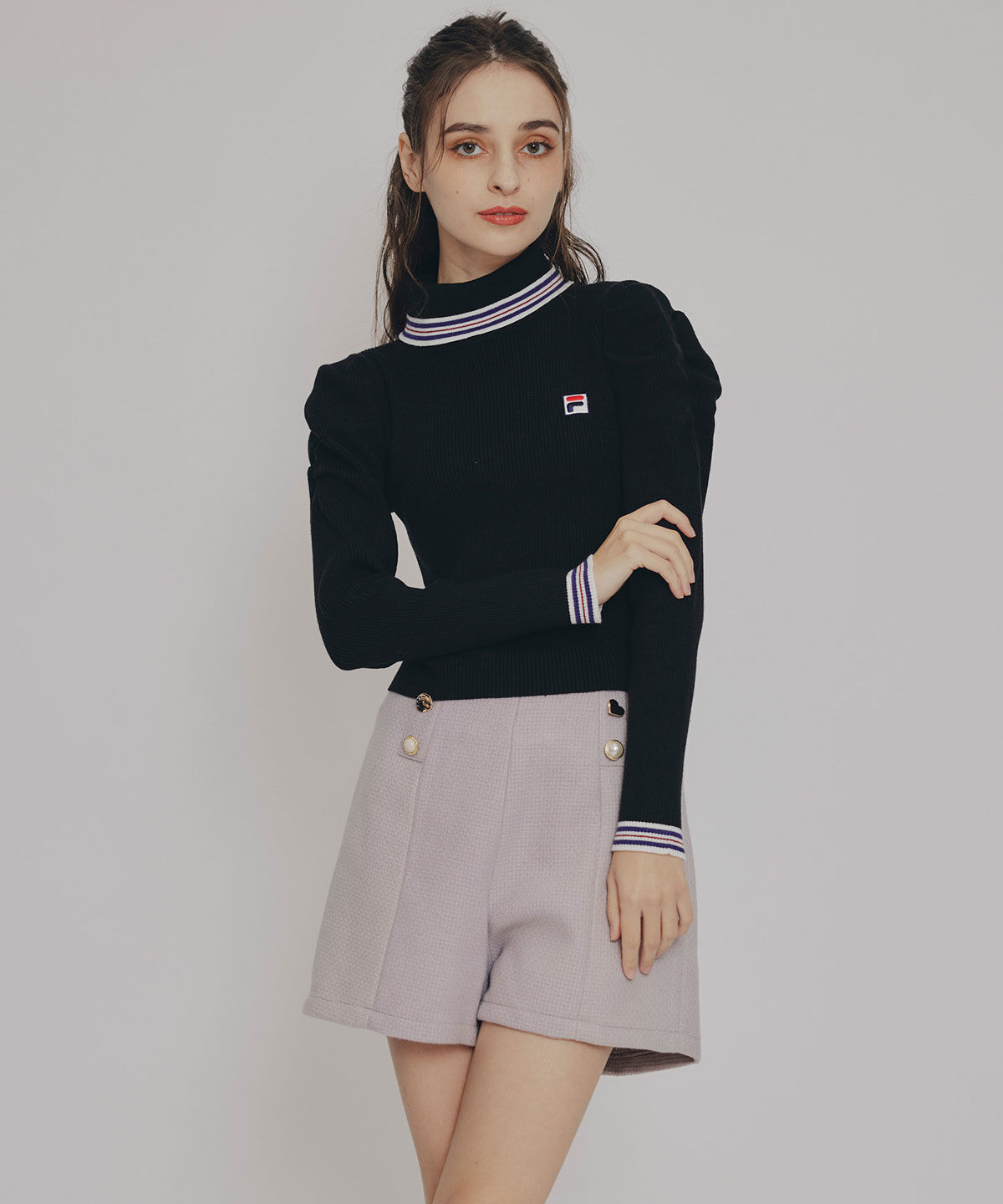 REDYAZEL「ハイウエストマルチボタンショートパンツ」|キュロット|