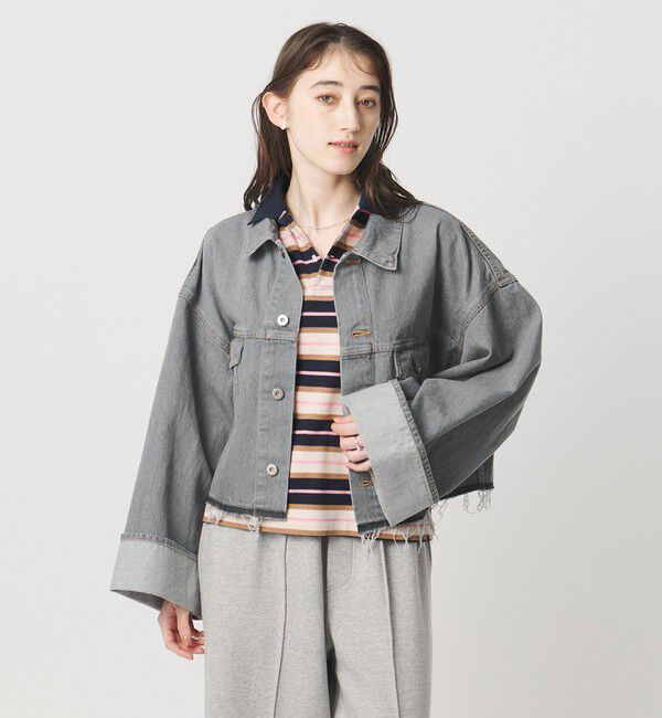UNITED ARROWS「＜SACRA＞ボリュームスリーブ デニムジャケット GRAY」|デニムジャケット|