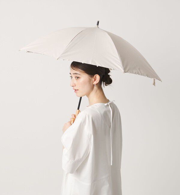 UNITED ARROWS「無地&times;淡水パール 晴雨兼用 長傘」|傘|BEIGE