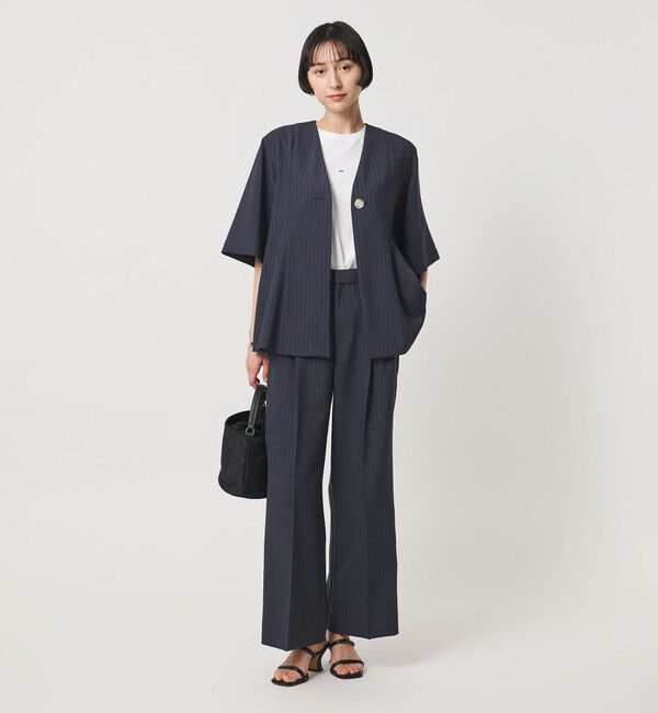 UNITED ARROWS「Spiree ストライプ ワイドパンツ ‐ウォッシャブル‐」|スラックス|