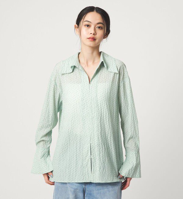 EMMEL REFINES「＜EMMEL REFINES＞EM ドット セミシアー シャツ」|シャツ・ブラウス|LIME