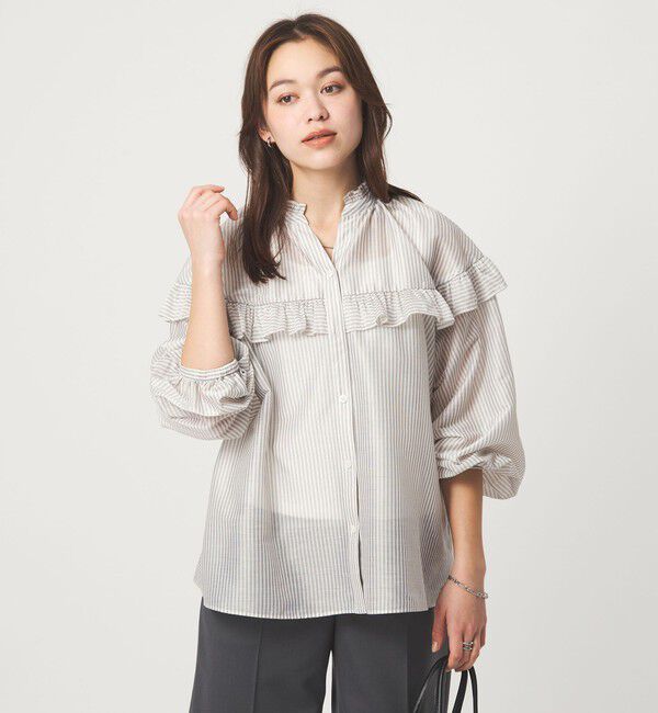 UNITED ARROWS green label relaxing「カールマイヤー ヨーク フリル ブラウス マシンウォッシャブル 通気性」|シャツ・ブラウス|