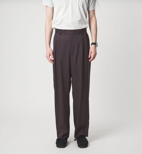 UNITED ARROWS green label relaxing「FINE BASIC トリアセテート ウール  2P ワイド スラックス パンツ W4 」|スラックス|