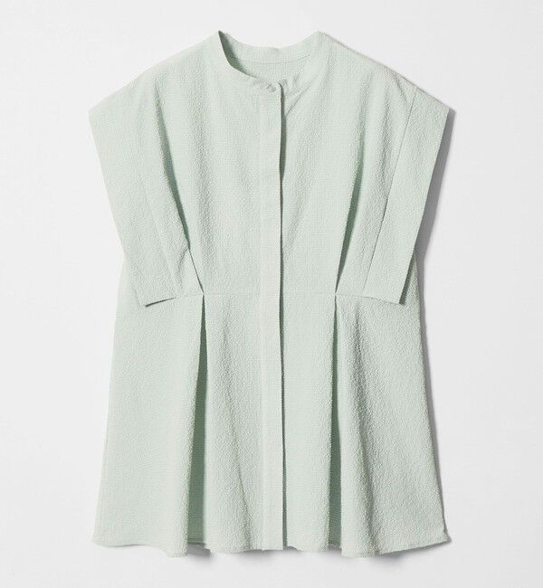 EMMEL REFINES「＜EMMEL REFINES＞EM バンドカラー タック ショートスリーブ シャツ」|シャツ・ブラウス|LIME