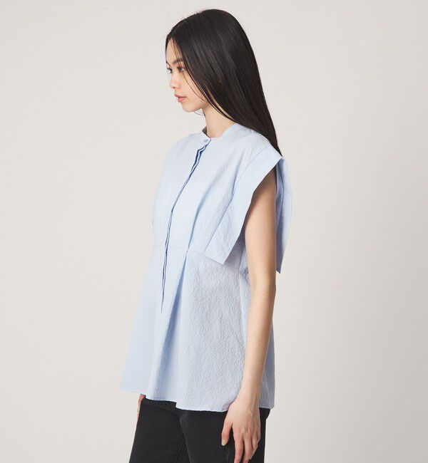 EMMEL REFINES「＜EMMEL REFINES＞EM バンドカラー タック ショートスリーブ シャツ」|シャツ・ブラウス|