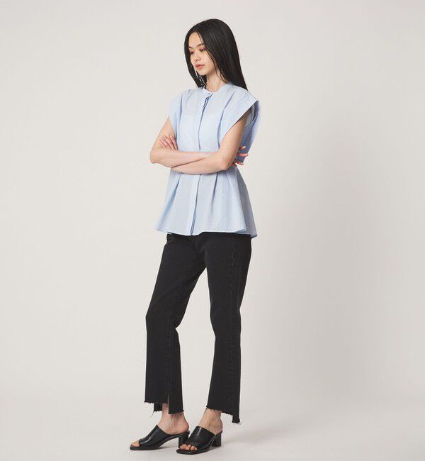 EMMEL REFINES「＜EMMEL REFINES＞EM バンドカラー タック ショートスリーブ シャツ」|シャツ・ブラウス|
