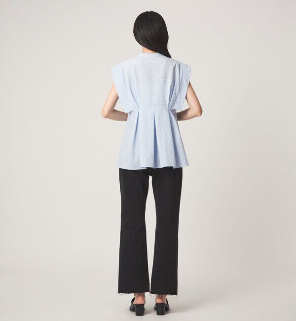 EMMEL REFINES「＜EMMEL REFINES＞EM バンドカラー タック ショートスリーブ シャツ」|シャツ・ブラウス|