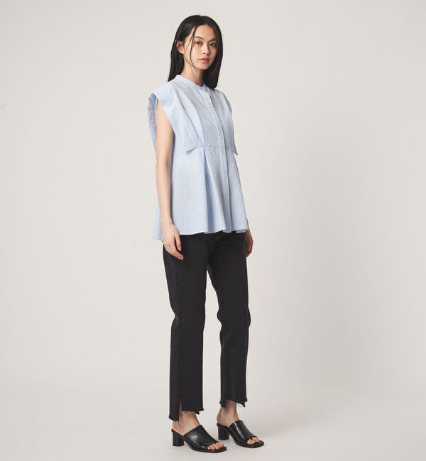 EMMEL REFINES「＜EMMEL REFINES＞EM バンドカラー タック ショートスリーブ シャツ」|シャツ・ブラウス|