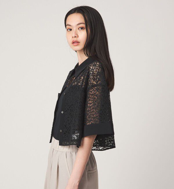 EMMEL REFINES「＜EMMEL REFINES＞EM ラッセルレース ショートスリーブ シャツ」|シャツ・ブラウス|